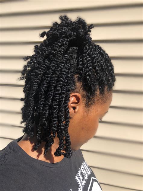 Secure with a low bun and you're done! Protective styling with two-strand twists # ...