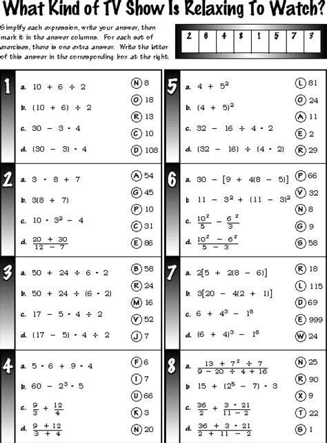 punchline bridge  algebra worksheets worksheets master