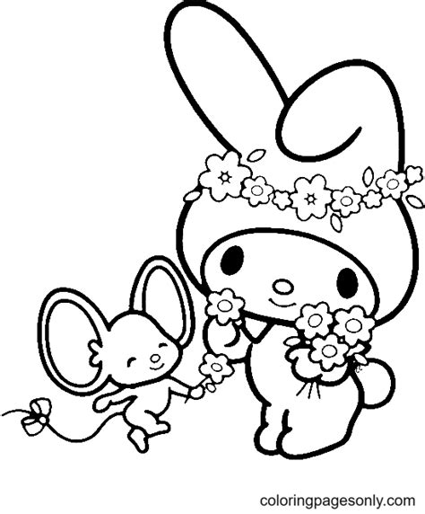 My Melody With Hello Kitty Coloring Pages My Melody Coloring Pages