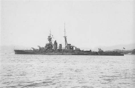 Japanese Battlecruiser Hiei Guns Trained To Port And Elevated Sasebo