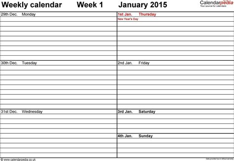 5 Free Printable Weekly Calendar Template Calendarkart Printable