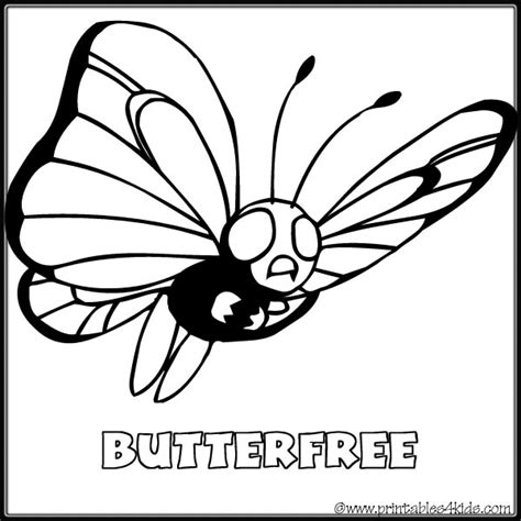 Pokemon Butterfree Coloring Page Printables For Kids Free Word
