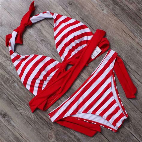 Trangel 2018 Halter Swimwear Women Bikini Set Push Up Swimsuit Stripe