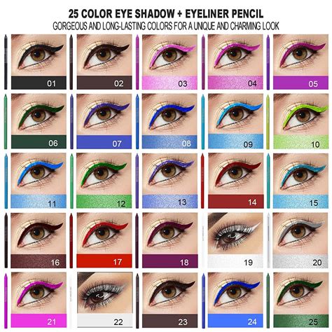Sumeitang 25 Colors Eyeliner Pencil Set Colorful Colored Gel Pen