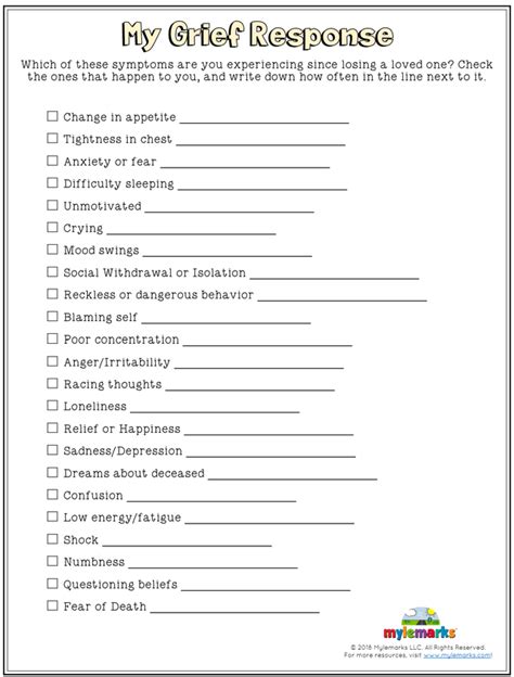 Grief Worksheets For Adults
