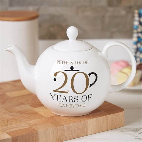 Personalised 20 Years Tea For Two Pot Belly Teapot 20th Wedding
