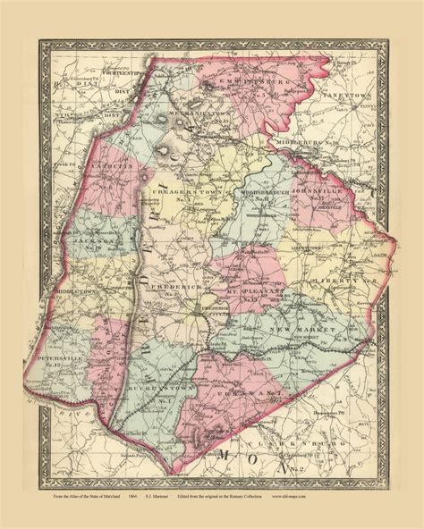 Frederick County Maryland 1866 Old Map Reprint 35 Old Maps