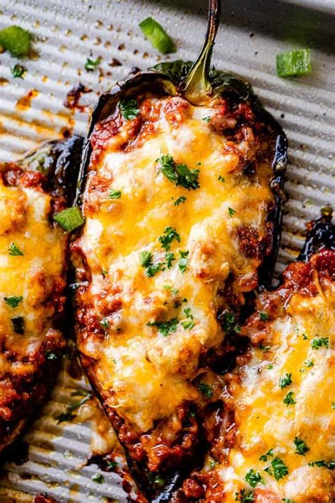 Easy Chili Stuffed Poblano Peppers Recipe Diethood