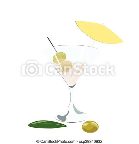 Martini Cocktail With Olives Vector
