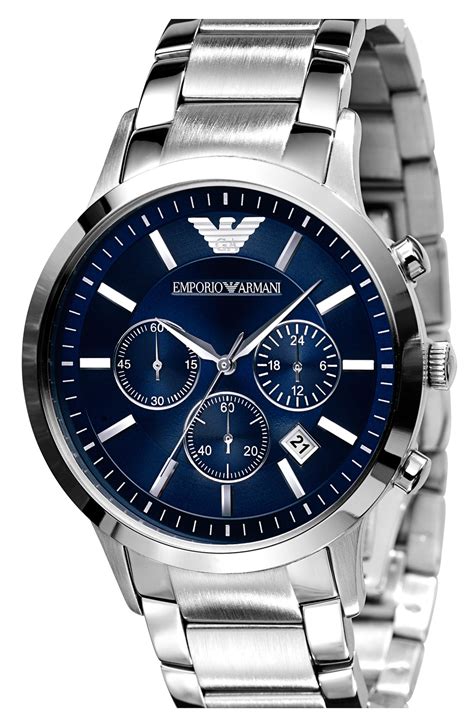 Emporio armani Slim Stainless Steel Chronograph Watch in Gray for Men ...