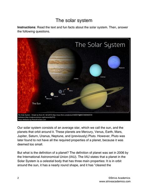 Solution The Solar System Reading Comprehension Worksheet Studypool