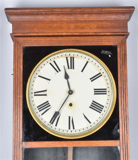Sold Price Antique Sessions Wall Clock W Oak And Glass Case October 6