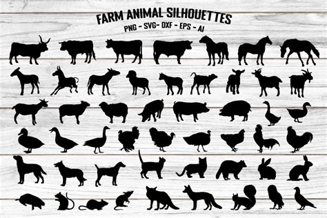 Farm Animal Silhouettes Vector Set Graphic By Seaquintdesign · Creative