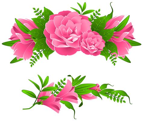 Pale blue grey colored background. Clip Art Pink Flowers - Cliparts.co