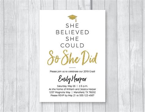 She Believed She Could So She Did Printable Class Of 2019 Graduation