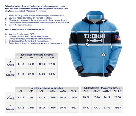 Sizing Guidelines Unisex Sublimated Hoodie Triboh