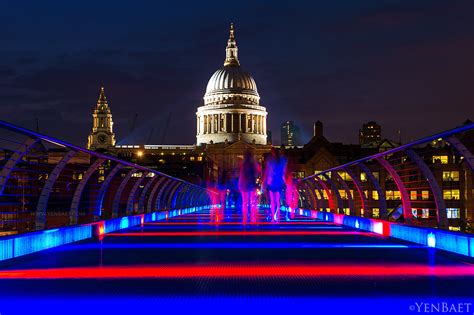 London Colored Lights At The Millennium Bridge With St Flickr