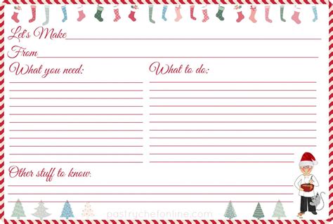 Use this free, printable recipe card template to organize your recipe collection. I made these free printable Christmas recipe cards for you. You are free to email them, print ...