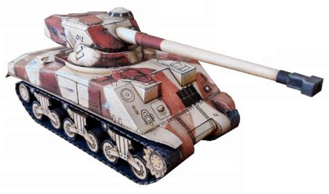 Papermau Post Ww2`s Tank Sherman M4fl10 Paper Model In 150 Scaleby