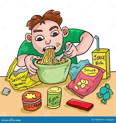 Kid Like To Eat Junk Foods Stock Vector Illustration Of Child 170391193