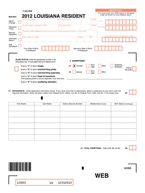 2012 Form La It 540 Fill Online Printable Fillable Blank Pdffiller