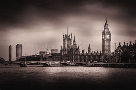 Big Ben In London Uk Vintage Photo Design Sepia Tones Editorial Stock
