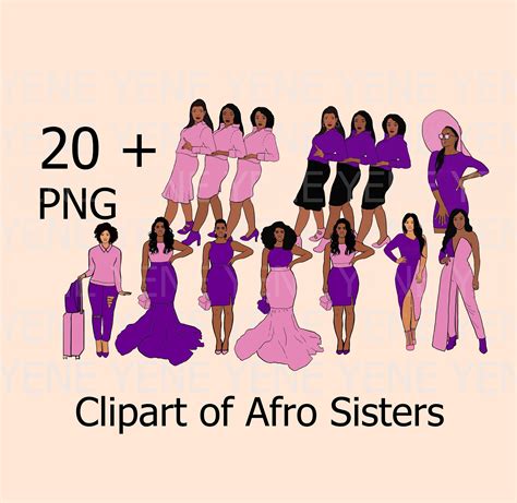 Sorority Clipart Afro Sisterhood Bundle African American Etsy