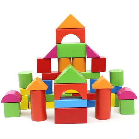 40 Pieces Classical Colorful Wood Building Blocks Child Educational
