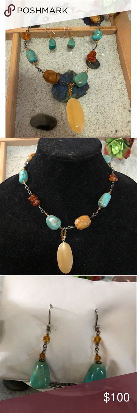 Silpada Sterling Turquoise Amber Jasper Set Turquoise Silpada Jasper