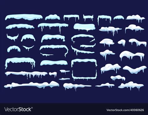 Snow Caps Kit Different Snowy Cap Isolated Vector Image