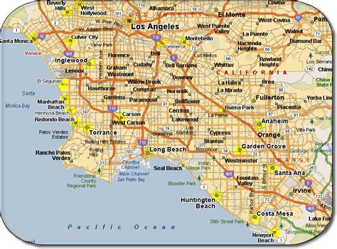 Large Detailed Road Map Of Los Angeles Region Los Ang