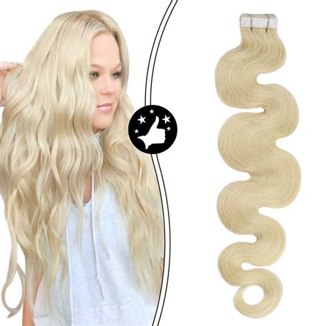 Moresoo Tape In Hair Extensions Body Wave Tape In Extensions Bleach Blonde Seamless