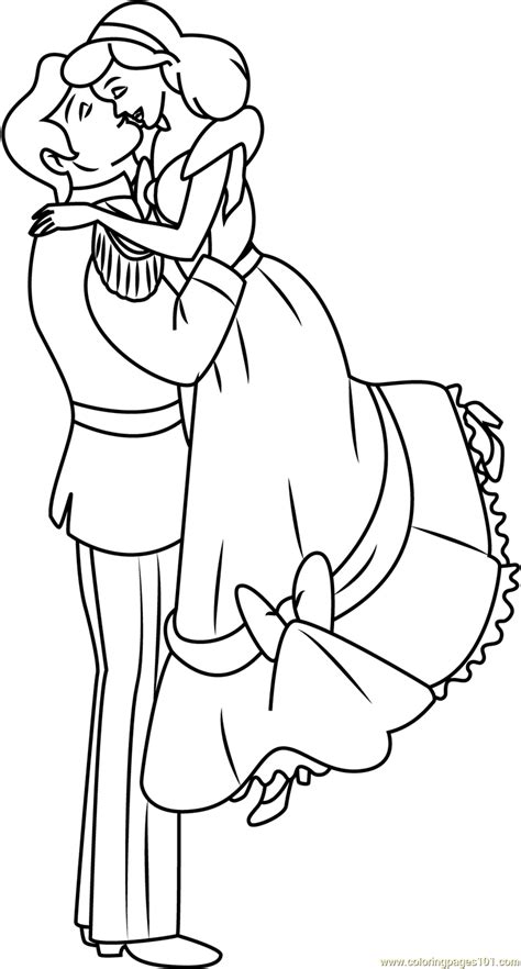Sweet Couple Coloring Page For Kids Free Cinderella Printable