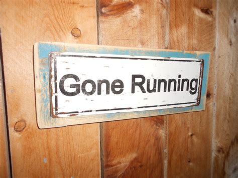 Gone Running Metal Street Sign Reclaimed Wood Frame Etsy Recycled