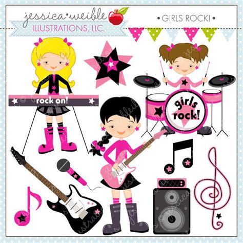Girls Rock Cute Digital Clipart Commercial Use Ok Rockstar Clipart