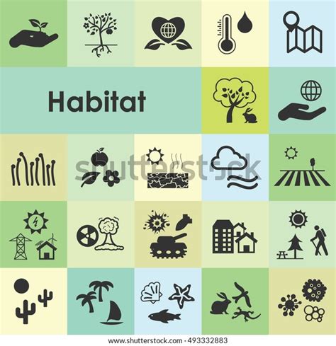 Vector Illustration Habitat Icons Visualizng Ecological Stock Vector