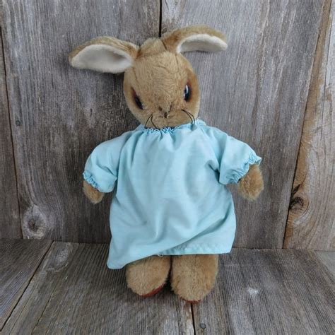 Vintage Bunny Plush Eden Rabbit Peter Standing Blue Dress Night Shirt