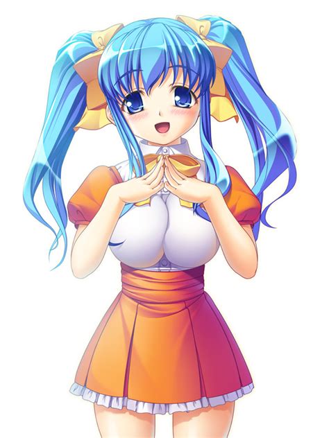 Kirin Kakeru Anna Miller Girl Aqua Hair Blue Eyes Breast Press Breasts Large Breasts