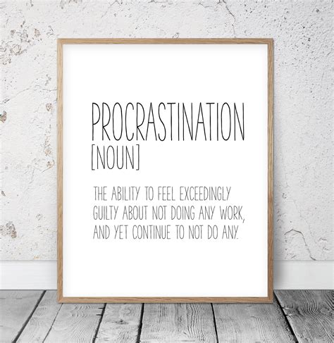 Procrastination Funny Definition Print Definition Printable Etsy