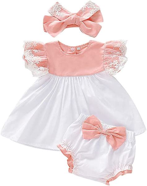 Infant Baby Girls 3pcs Clothing Set Sleeveless Cotton Shirt Dress