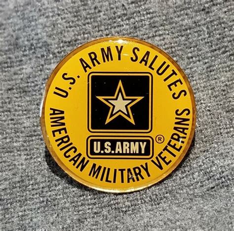 Lmh Pinback Pin Us Army Salutes American Military Veterans Day Veteran