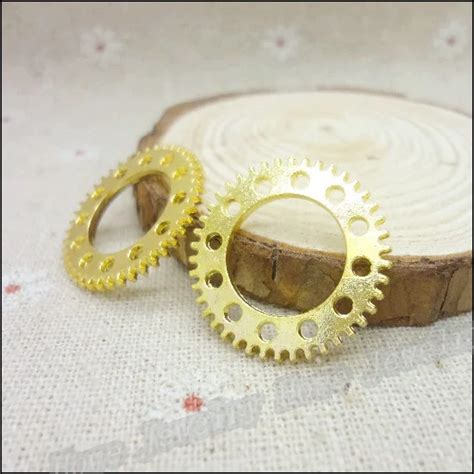 45 Pcs Charms Gear Pendant Gold Plated Zinc Alloy Fit Bracelet Necklace