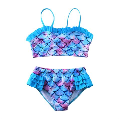 Escala Da Criança Do Bebê Meninas Swimsuit 2021 Bikini Ruffle Two Piece
