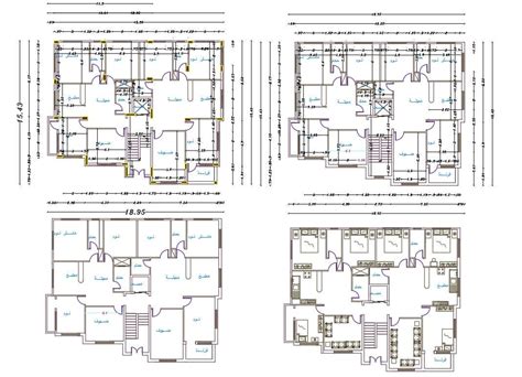 50 X 62 Luxurious 3 Bhk Apartment Floor Plan Design Dwg File Cadbull
