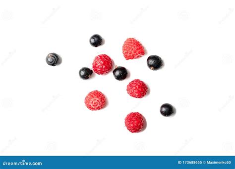Assortment Of Berries Sweet Raspberries And Black Currants Berry