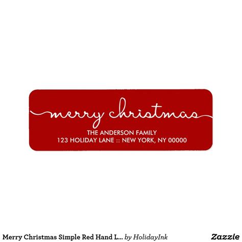 Merry Christmas Simple Red Hand Lettered Label Zazzle Com Custom
