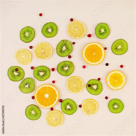 Fruit Texture Background Of Various Sliced Fruits Buy This Stock