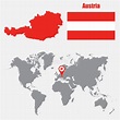 Mapa De Austria En Un Mapa Del Mundo Con El Indicador De La Bandera Y ...