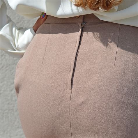 Nude Pencil Slit Skirt Vesture Online Vintage Shop