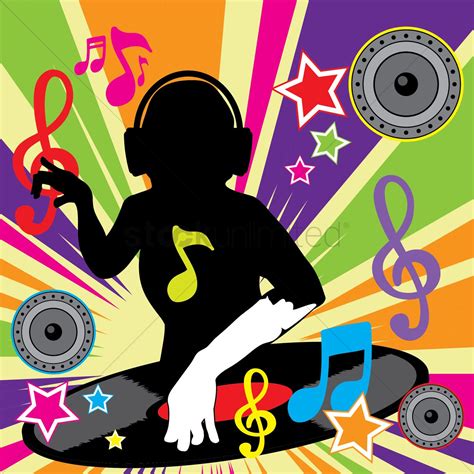 Dj Playing Music Vector Image 1523991 Stockunlimited